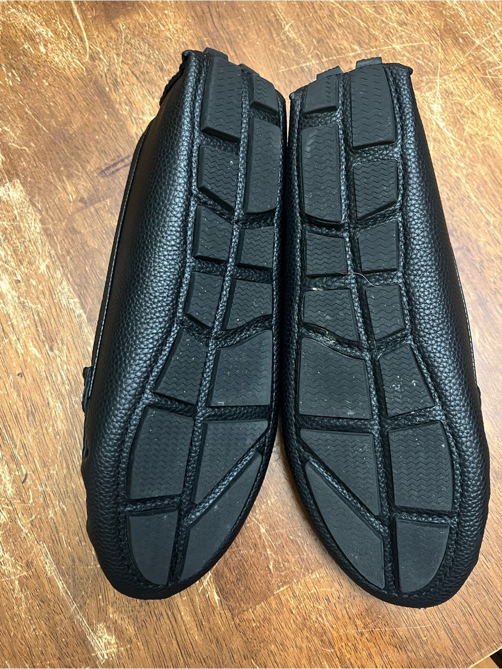 Black Leather Look Driver Loafers with Silver Accents - Picture 3 of 9
